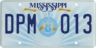 MS license plate DPM013