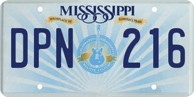 MS license plate DPN216