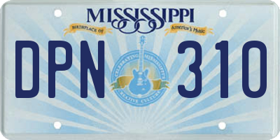 MS license plate DPN310