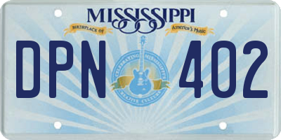 MS license plate DPN402