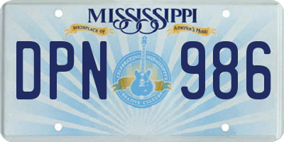 MS license plate DPN986