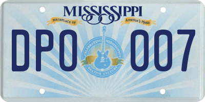 MS license plate DPO007