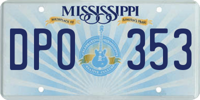 MS license plate DPO353