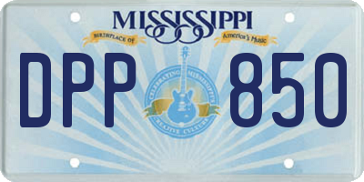 MS license plate DPP850
