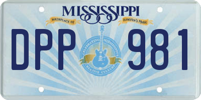 MS license plate DPP981