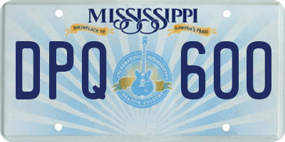 MS license plate DPQ600