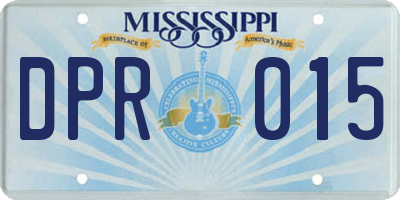 MS license plate DPR015
