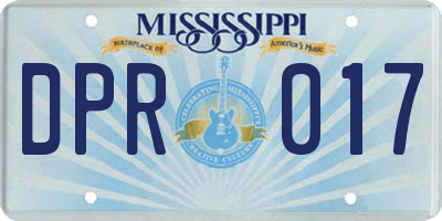 MS license plate DPR017