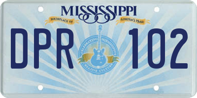 MS license plate DPR102