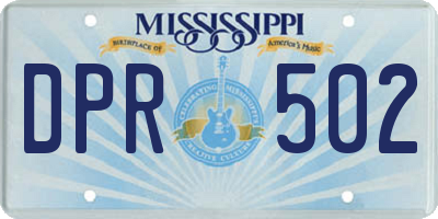MS license plate DPR502