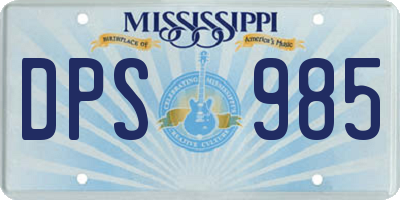 MS license plate DPS985