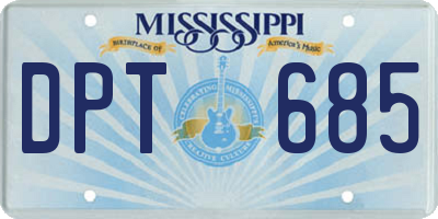 MS license plate DPT685