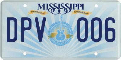 MS license plate DPV006