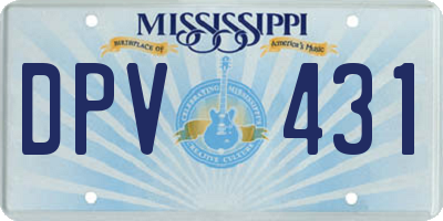 MS license plate DPV431