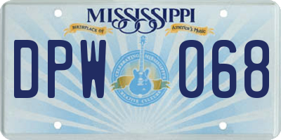 MS license plate DPW068