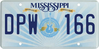 MS license plate DPW166
