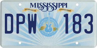 MS license plate DPW183