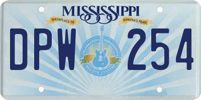 MS license plate DPW254