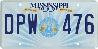 MS license plate DPW476