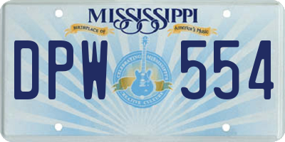 MS license plate DPW554