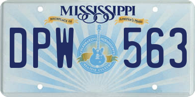MS license plate DPW563
