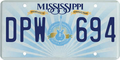 MS license plate DPW694