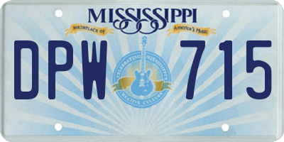 MS license plate DPW715