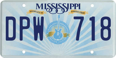 MS license plate DPW718