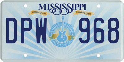MS license plate DPW968