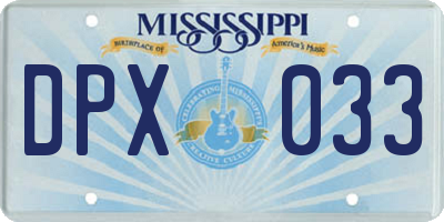 MS license plate DPX033