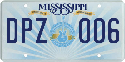 MS license plate DPZ006