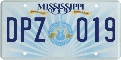 MS license plate DPZ019