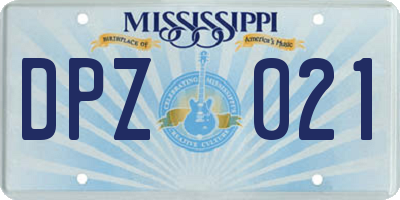MS license plate DPZ021