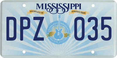 MS license plate DPZ035