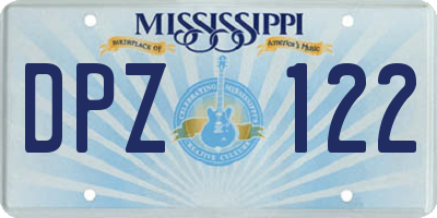 MS license plate DPZ122