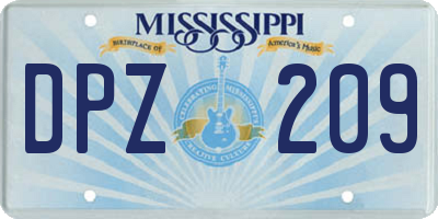 MS license plate DPZ209