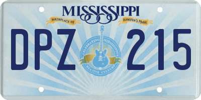 MS license plate DPZ215
