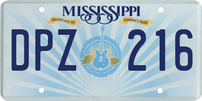 MS license plate DPZ216