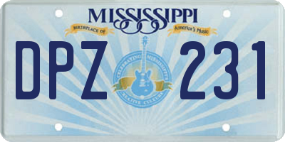 MS license plate DPZ231