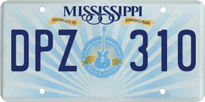 MS license plate DPZ310