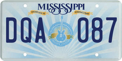MS license plate DQA087