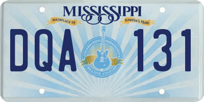 MS license plate DQA131