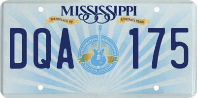 MS license plate DQA175