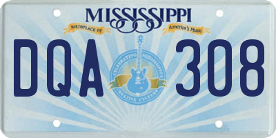 MS license plate DQA308