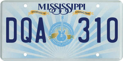 MS license plate DQA310