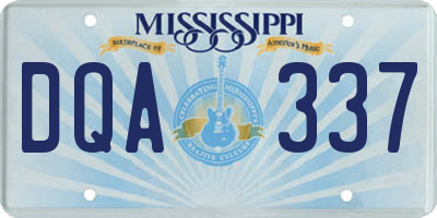 MS license plate DQA337