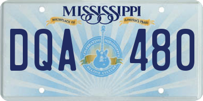 MS license plate DQA480