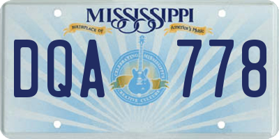 MS license plate DQA778