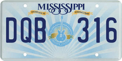 MS license plate DQB316