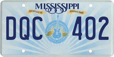 MS license plate DQC402